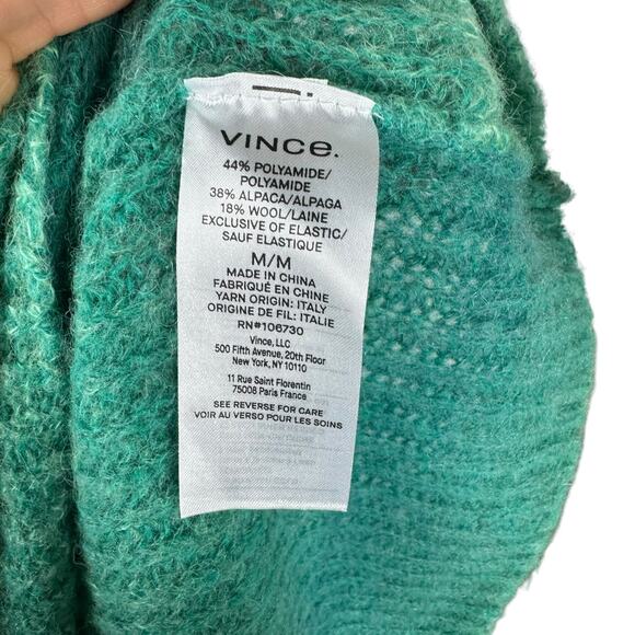 VINCE Women's Space Dye Green Crew Neck Sweater Alpaca Wool Women's Size Medium - Picture 5 of 7